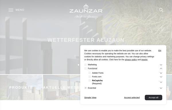 Vorschau von www.zaun-zar.de, Zaun-Zar
