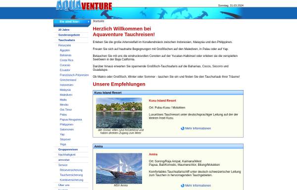 Vorschau von www.aquaventure-tauchreisen.de, Aquaventure Tauchreisen