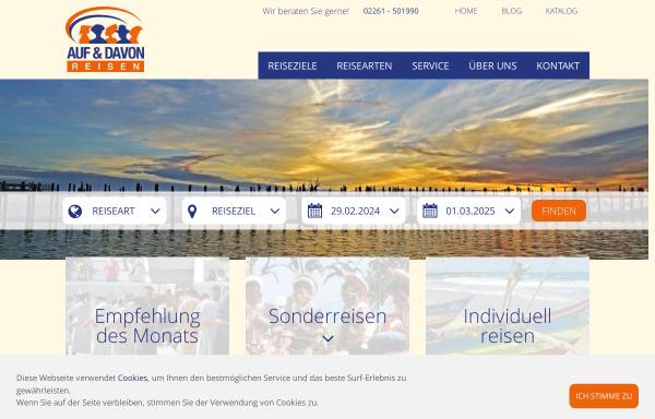 Vorschau von www.auf-und-davon-reisen.de, Auf und Davon Reisen