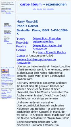 Vorschau der mobilen Webseite rezensionen.literaturwelt.de, Harry Rowohlt: Pooh's Corner
