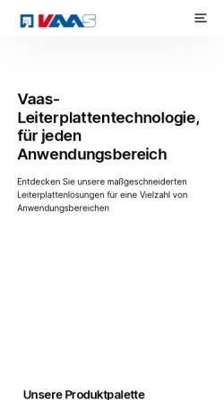 Vorschau der mobilen Webseite vaas-lt.de, Vaas Leiterplattentechnologie GmbH