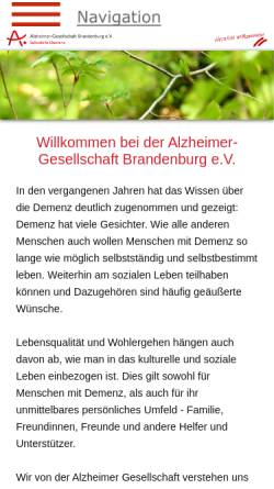 Vorschau der mobilen Webseite www.alzheimer-brandenburg.de, Alzheimer-Gesellschaft Brandenburg e.V.