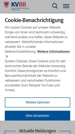 Vorschau der mobilen Webseite www.kvbb.de, Kassenärztliche Vereinigung Brandenburg