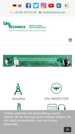 Vorschau der mobilen Webseite www.unitechnics.de, Unitechnics GmbH Umwelttechnische Systeme