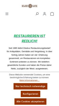 Vorschau der mobilen Webseite www.restaurierung.de, Kleelux Restaurierungsbedarf