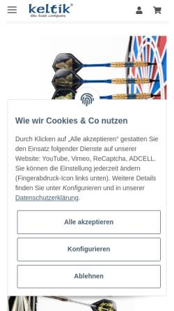 Vorschau der mobilen Webseite www.keltik.de, Keltik - The Dart Company