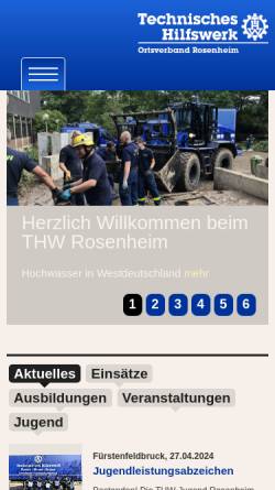 Vorschau der mobilen Webseite www.thw-rosenheim.de, Technisches Hilfswerk (THW)