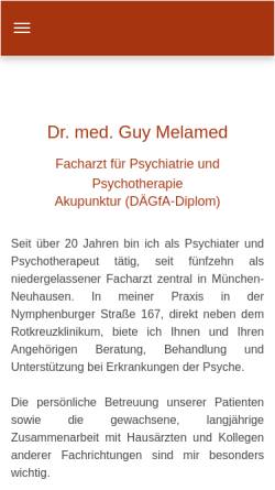 Vorschau der mobilen Webseite www.dr-melamed.de, Melamed. Dr. med. Guy, Praxis für Psychiatrie, Psychotherapie, Akupunktur - München-Neuhausen