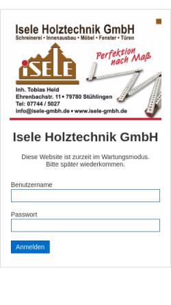 Vorschau der mobilen Webseite www.isele-gmbh.de, Schreinerei Isele GmbH