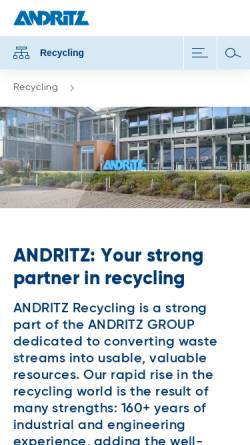Vorschau der mobilen Webseite www.andritz.com, MeWa Recycling Maschinen und Anlagenbau GmbH