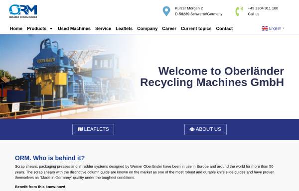 Vorschau von www.oberlaender-recycling.com, ORM - Oberländer Recycling Maschinen GmbH