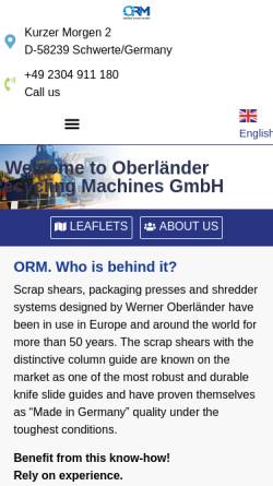 Vorschau der mobilen Webseite www.oberlaender-recycling.com, ORM - Oberländer Recycling Maschinen GmbH
