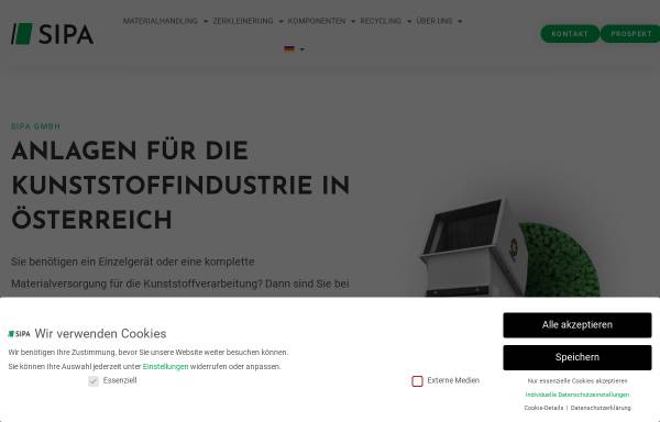 Vorschau von www.sipa.at, SIPA Automatisierung und Recyclingsysteme GmbH