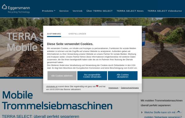 Vorschau von www.terra-select.de, Terra Select Siebmaschinen GmbH & Co. KG