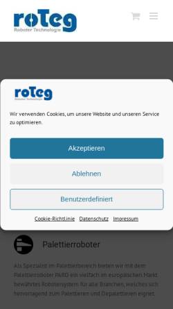 Vorschau der mobilen Webseite www.roteg.de, roTeg Roboter Technologie Gesellschaft mbH
