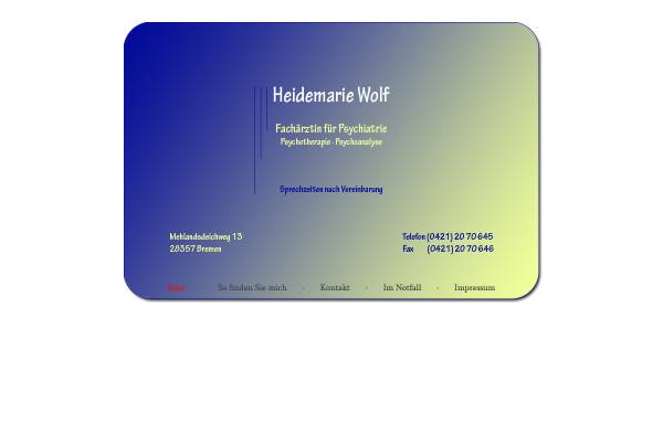 Vorschau von www.bremen-psychoanalyse.de, Wolf, Heidemarie