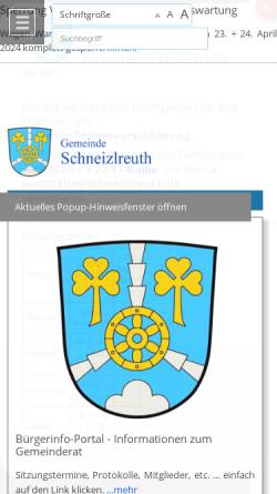 Vorschau der mobilen Webseite www.schneizlreuth.de, Gemeinde Schneizlreuth