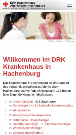 Vorschau der mobilen Webseite www.drk-kh-hachenburg.de, DRK Krankenhaus Hachenburg