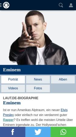 Vorschau der mobilen Webseite www.laut.de, Eminem Starporträt (von laut.de)
