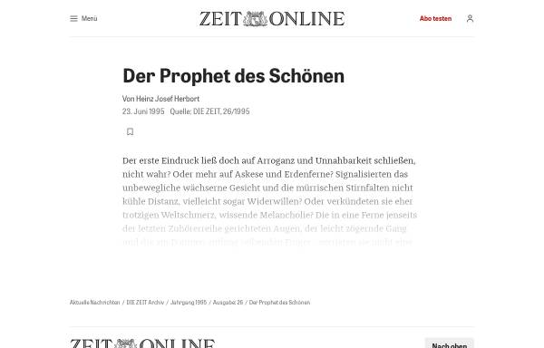 Vorschau von www.zeit.de, Der Prophet des Schönen
