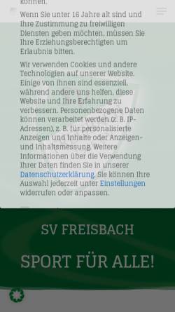 Vorschau der mobilen Webseite www.sv-freisbach.de, SV Freisbach 1946 e.V.