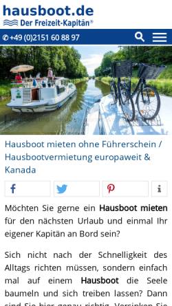 Vorschau der mobilen Webseite www.hausboot.de, Der Freizeit-Kapitän - Hans-Georg Dörge