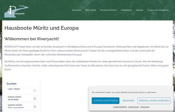 Vorschau von www.riveryacht.de, Riveryacht - PCO-Privat Charter Ostsee GmbH