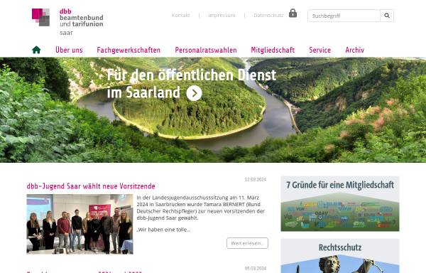 Vorschau von www.dbb-saar.de, DBB Deutscher Beamtenbund Tarifunion Saar