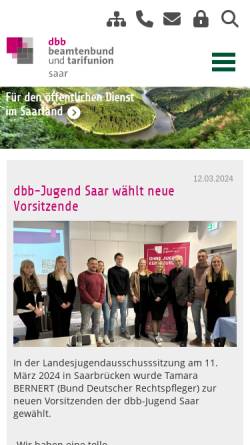 Vorschau der mobilen Webseite www.dbb-saar.de, DBB Deutscher Beamtenbund Tarifunion Saar