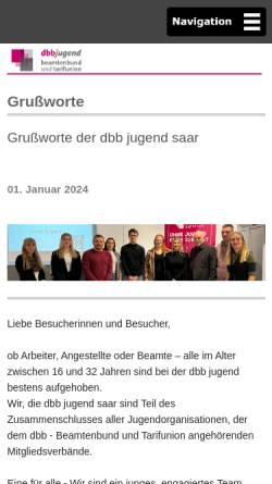 Vorschau der mobilen Webseite cms.dbbj.saarland, DBB Jugend Deutscher Beamtenbund