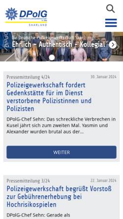 Vorschau der mobilen Webseite www.dpolg-saar.de, DPolG Deutsche Polizeigewerkschaft im Beamtenbund Landesverband