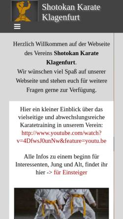Vorschau der mobilen Webseite www.karate-klagenfurt.at, Shotokan Karate Klagenfurt