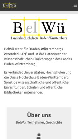 Vorschau der mobilen Webseite www.belwue.de, BelWü - Landeshochschulnetz