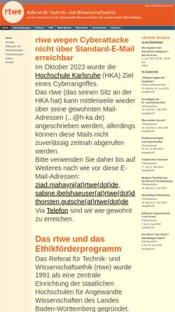 Vorschau der mobilen Webseite www.rtwe.de, Referat für Technik- und Wissenschaftsethik (RTWE)