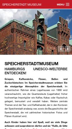 Vorschau der mobilen Webseite speicherstadtmuseum.de, Speicherstadtmuseum