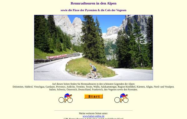 Vorschau von www.alpenrennradtouren.de, Rennradtouren in den Alpen