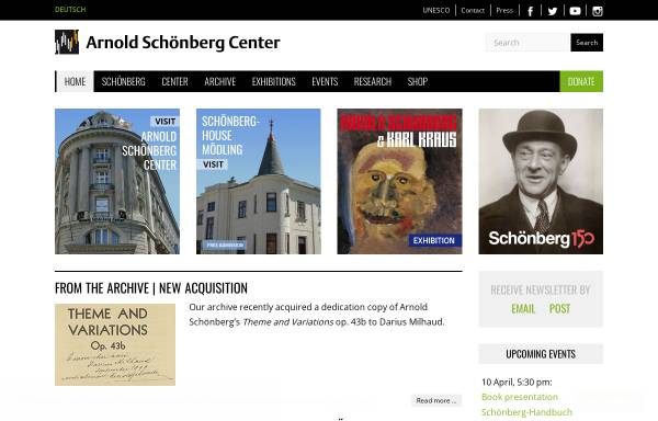 Vorschau von www.schoenberg.at, Arnold Schönberg Center