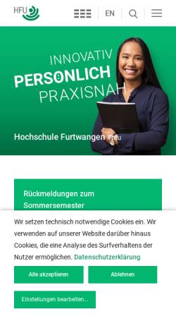 Vorschau der mobilen Webseite www.hs-furtwangen.de, Hochschule Furtwangen