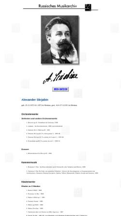 Vorschau der mobilen Webseite www.russisches-musikarchiv.de, Russisches Musikarchiv: Werkverzeichnis Skrjabin