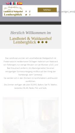 Vorschau der mobilen Webseite www.lembergblick.de, Landhotel und Waldgasthof Lembergblick