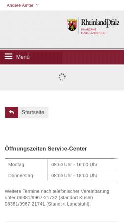 Vorschau der mobilen Webseite finanzamt-kusel-landstuhl.fin-rlp.de, Finanzamt Kusel-Landstuhl