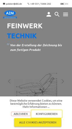 Vorschau der mobilen Webseite www.az-manufaktur.de, AZ Manufaktur - Göttinger Feinwerktechnik, Inh. Dipl.-Ing. Axel Zundel