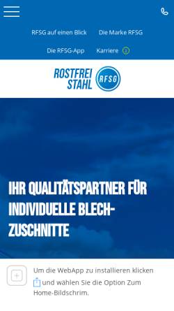 Vorschau der mobilen Webseite www.rostfrei-stahl.de, Rostfrei-Stahl Geisweid GmbH
