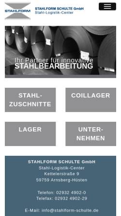 Vorschau der mobilen Webseite www.stahlform-schulte.de, Stahlform Schulte GmbH