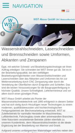 Vorschau der mobilen Webseite www.wst-ahaus.de, WST Wasserstrahlschneidetechnik GmbH