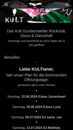 Vorschau der mobilen Webseite www.daskult.de, Das Kult Gundersweiler