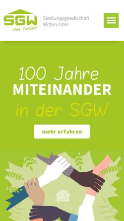 Vorschau der mobilen Webseite www.sgw-witten.de, Siedlungsgesellschaft Witten