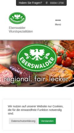 Vorschau der mobilen Webseite www.eberswalder.de, EWG Eberswalder Wurst GmbH