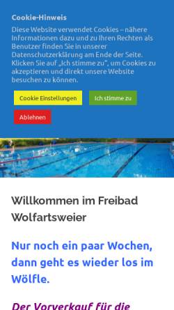 Vorschau der mobilen Webseite www.freibad-wolfartsweier.de, Freibad Wolfartsweier