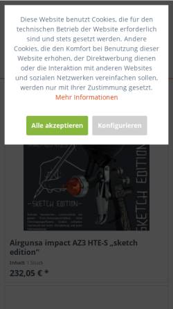 Vorschau der mobilen Webseite autolackierbedarf.de, MW Automobile KG